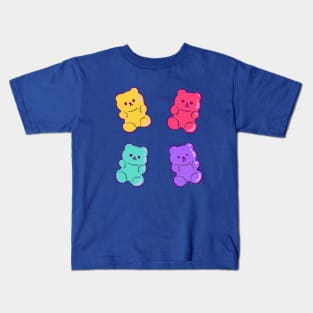 4 colorful cute neon gummy bears with different moods Kids T-Shirt